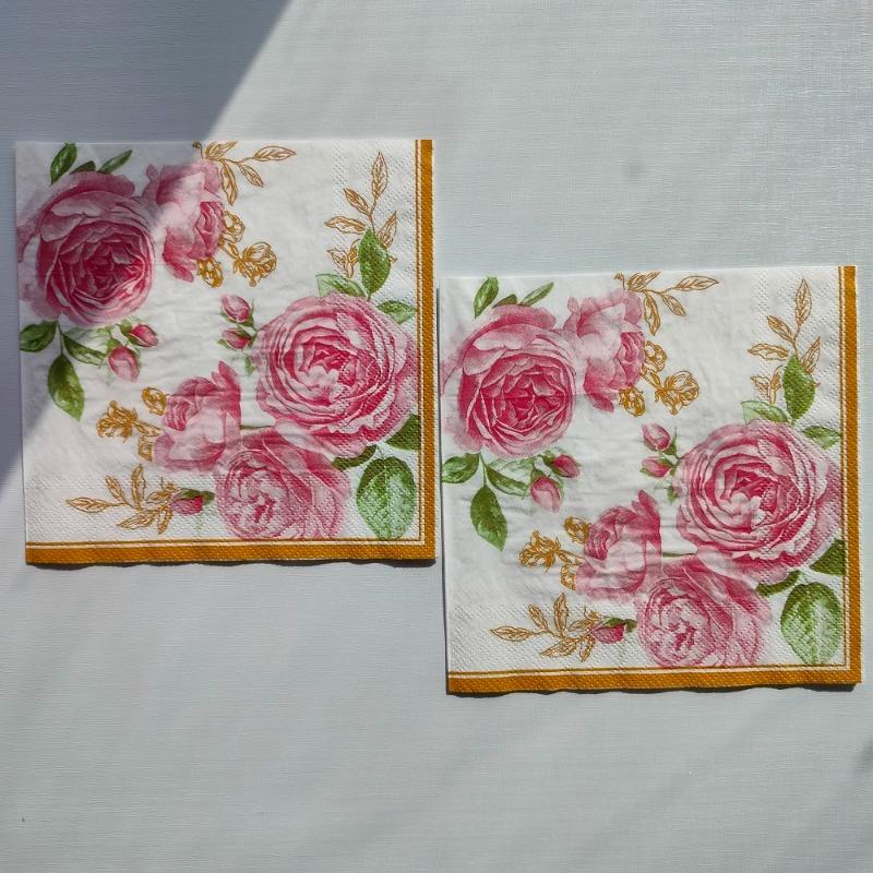 20pcs/Pac 33*33cm 2-Ply Disposable Party Napkin Floral Pattern