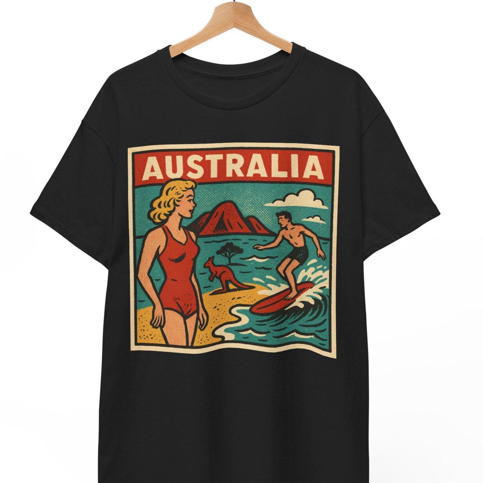 Australia Retro Comic T-Shirt: Vintage Aussie Pop Art Graphic Tee 4XL