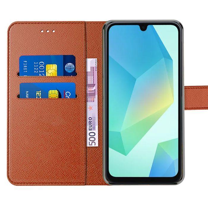 Coque de protection - BOOLING - Samsung Galaxy A16 4G/5G - Cuir PU Marron - Antichoc - Anti-Rayures