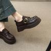 2025 vår og høst nye loafers damesko tykk hæl plattform single sko retro beltespenne britisk stil høydeøkende små skinnsko