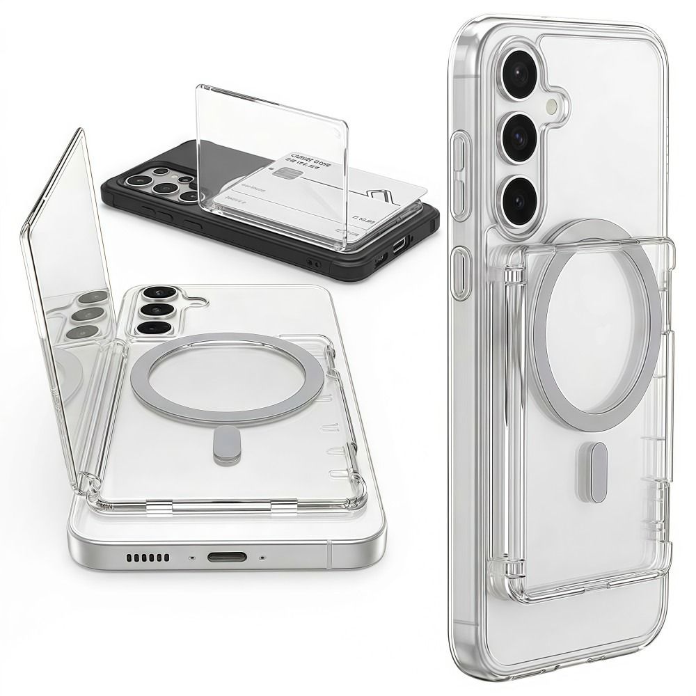 Transparent For MagSafe Card Sleeve Shockproof Wallet Phone Case  For Magnetic Phone