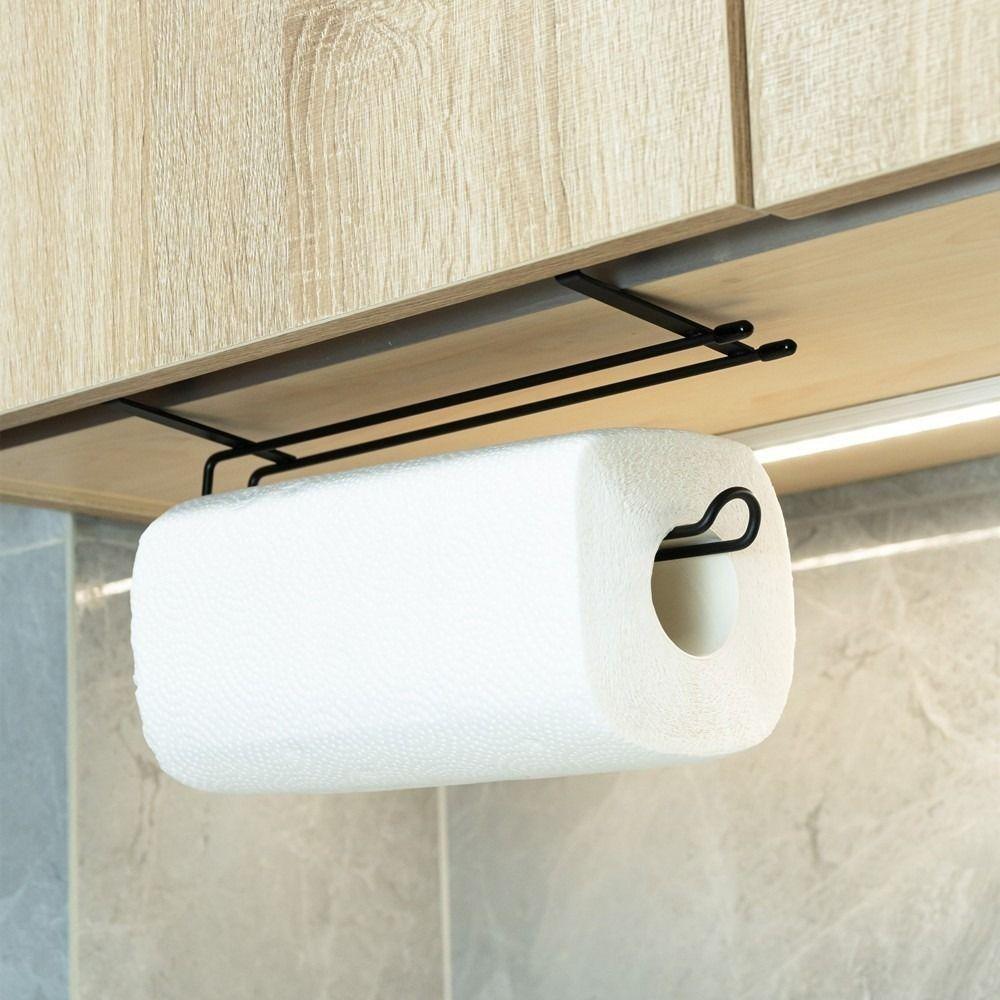 Wall Mounted Under Cabinet Paper Towel Holder Minimalist Cling Wrap Storage Rack  Toilet