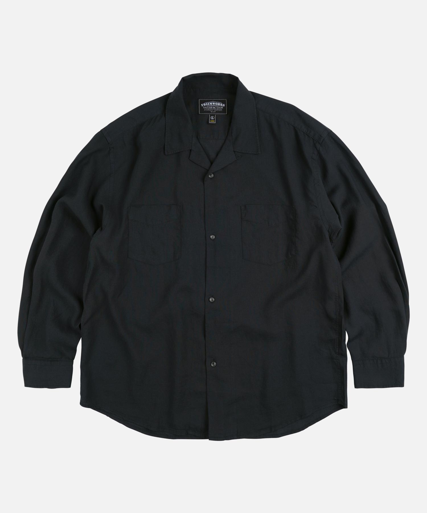 Prism Works Tencel Linen Open Collar Shirt _ Charcoal Charcoal/S