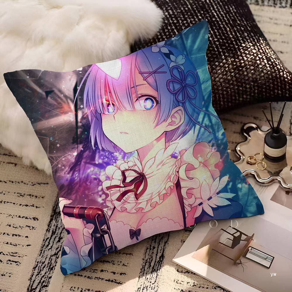 Re Zero Рем Наволочки Мультяшные Декоративные для Дивана Домашние Двусторонние Короткий Плюш Милая Наволочка 30cmx30cm