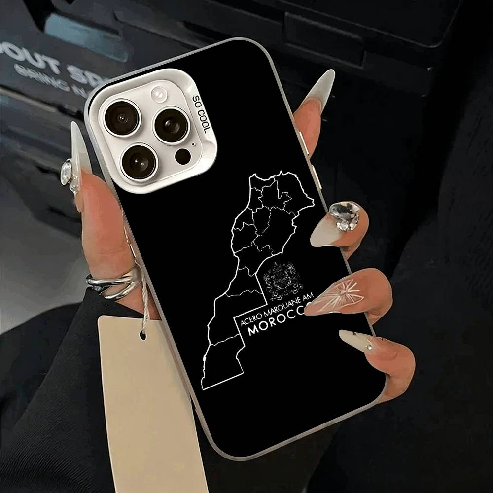 Morocco Flag Phone Case For iPhone 17,16,15,14,13,12,11 Plus,Pro Max,XS,white silver phone case iPhone12ProMax