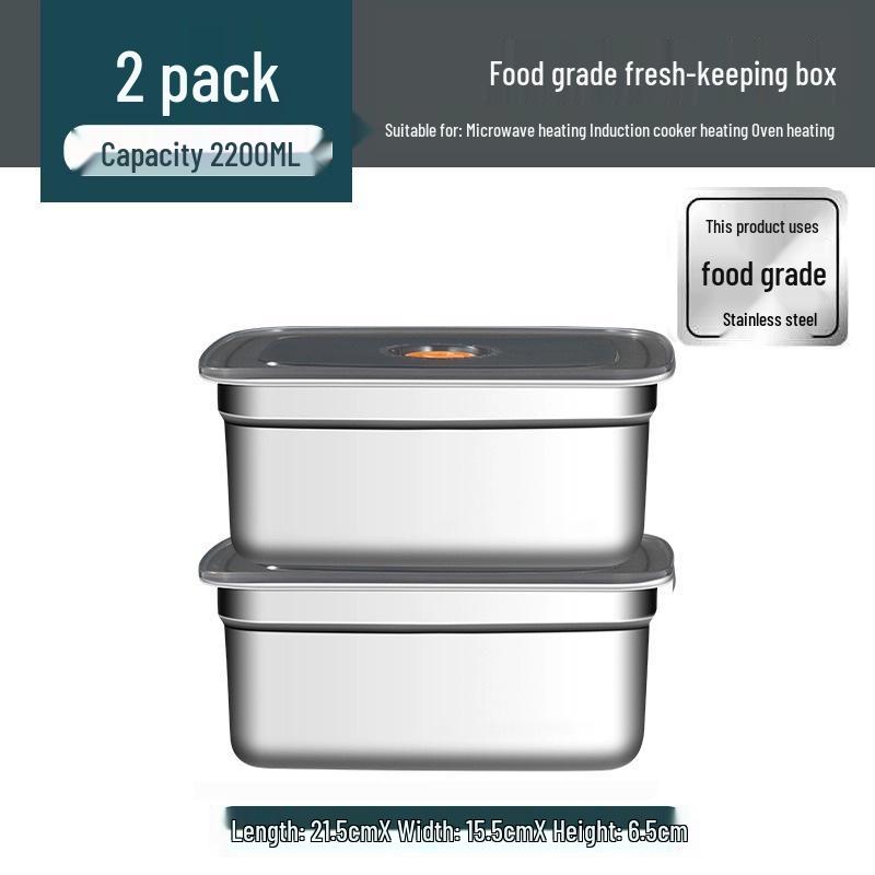 Stainless Steel Food Storage Box with Lid - Square Tray Lunch Container for Office Workers