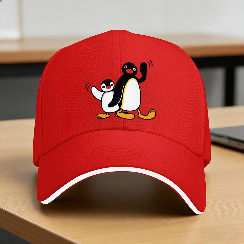 Cute Pingu and Pinga Sun Baseball Cap Spring FeUnisex Unisex Print Hip Hop Hats Sunscreen Vintage Outdoor Sports Snapback Cap