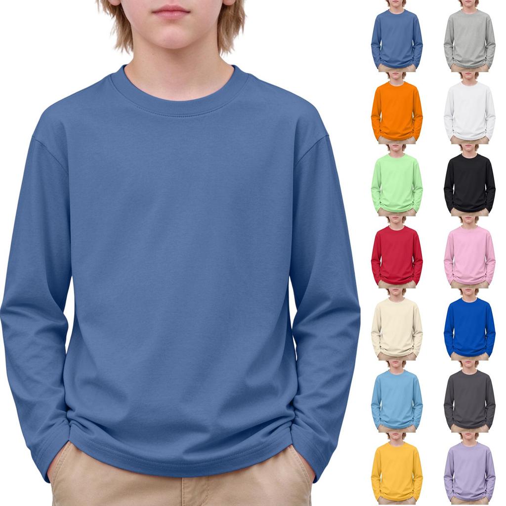 Jungen und Mädchen Langarm Farbshirt Lässiges Bequemes Oberteil für den täglichen Gebrauch und die Schule
