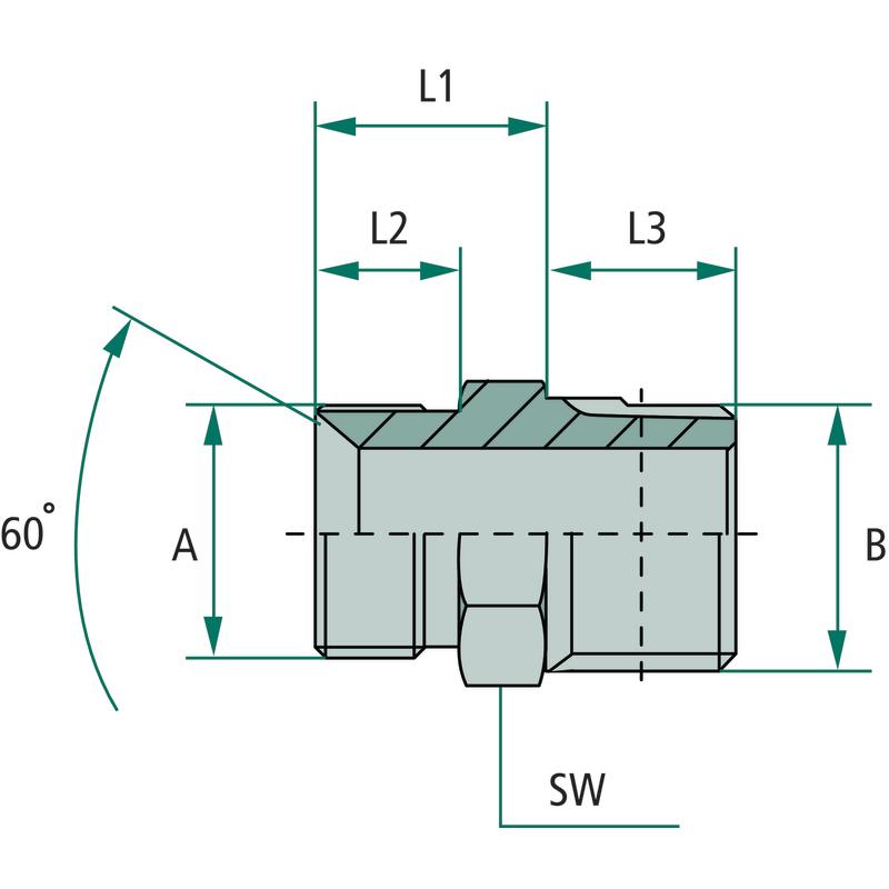 Straight Connector GA 3/4 - BSP X 1 - BSPK 160 Bar 26 GRANITE