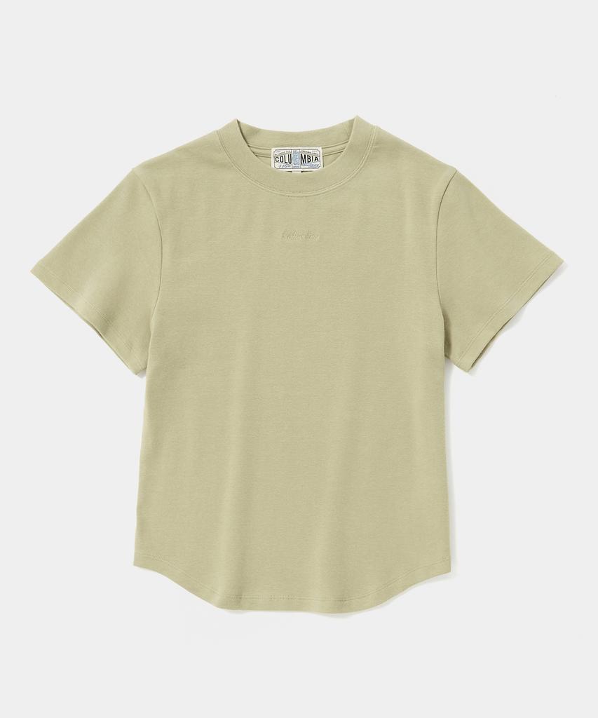 COLUMBIA UNIVERSITY Tiny Script Logo Women Slim-Fit S/S T-Shirts Light Khaki