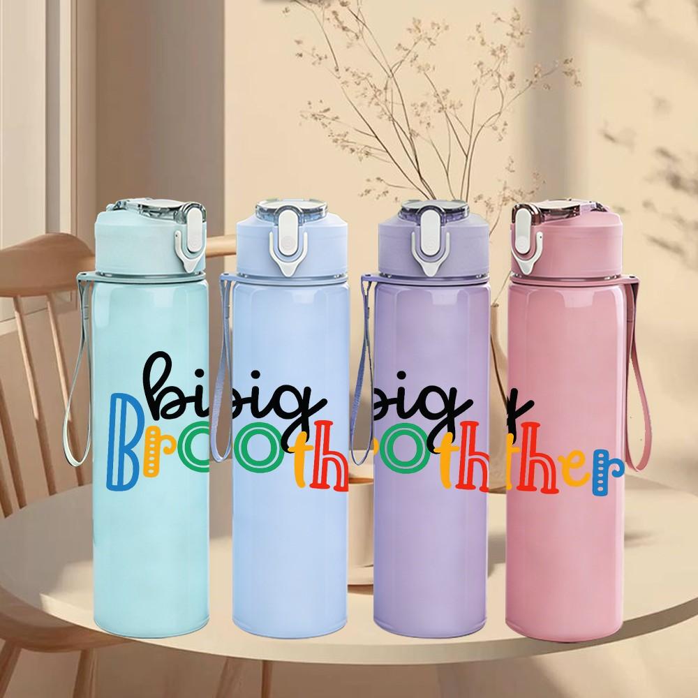 1PC Big Brother Color Letter Print 750ml Color Plastic Sports Water Bottle Leakproof Flip Straw Lid Suitable for Sports Office Home Use
