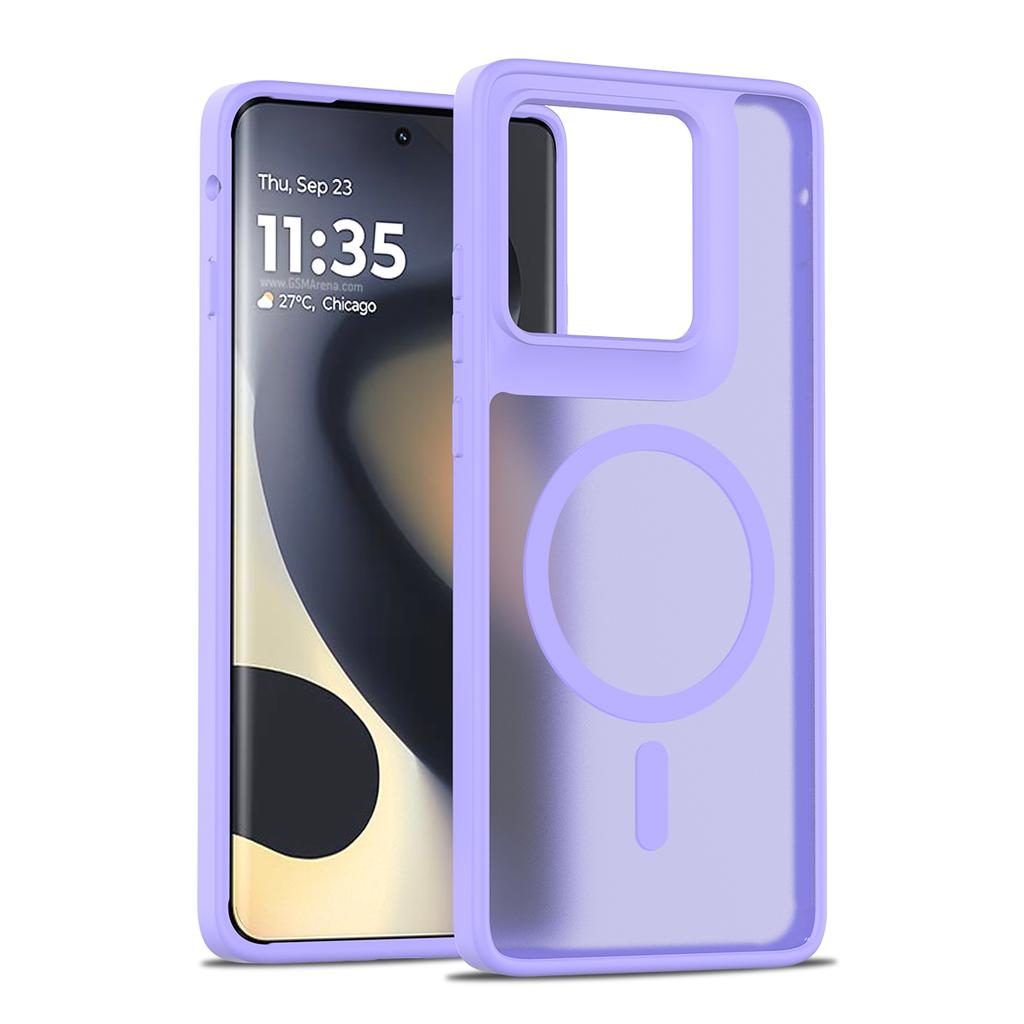 Magnetický kryt na telefon s pocitem kůže pro Motorola Edge 2025 Gen 6 5G Magsafe Bezdrátové nabíjení TPU rám Zadní kryt z tvrdého plastu Fundas
