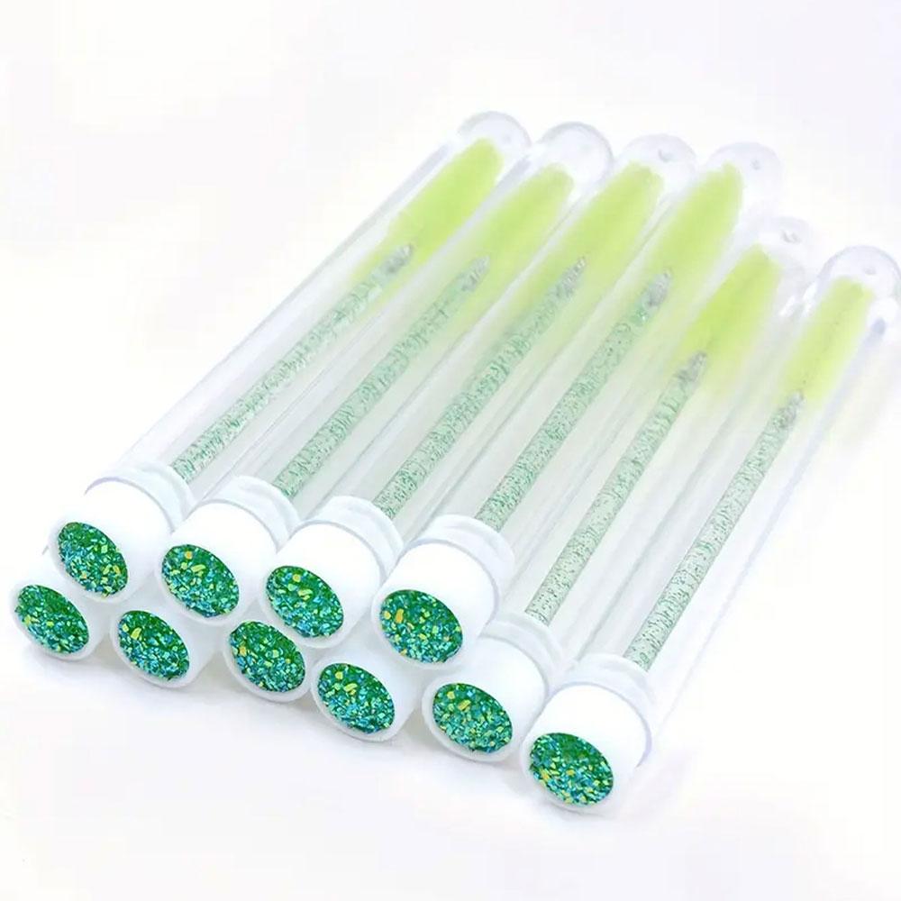 10pcs Eyelash Brush With Dust-proof Tube Container Reusable Crystal Disposable Lash Mascara Wand Makeup Applicator For Eyelash