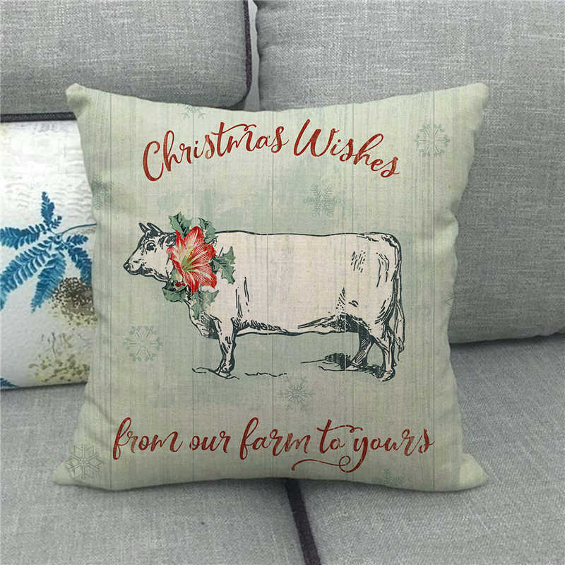 Cute Farm Christmas Animals Digital Printing Short Plush Pillow Covers For Car Sofa Office Cushion Cover Home Goods