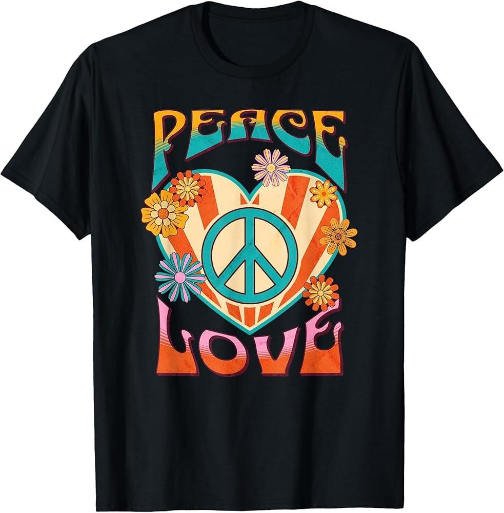 Retro Peace Love Peace Sign 60s 70s Hippie Style T-Shirt Unisex T-Shirt