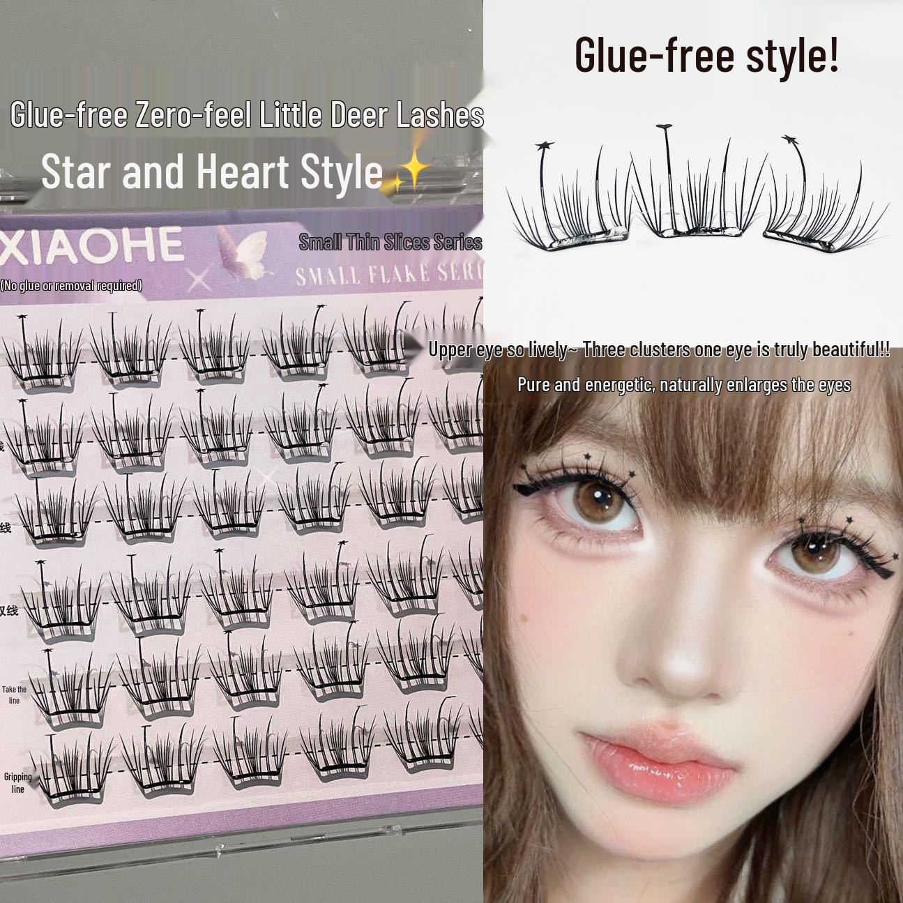 

Bambi Lashes No-Feel Thin Strips: Star Butterfly Cute Natural False Eyelashes