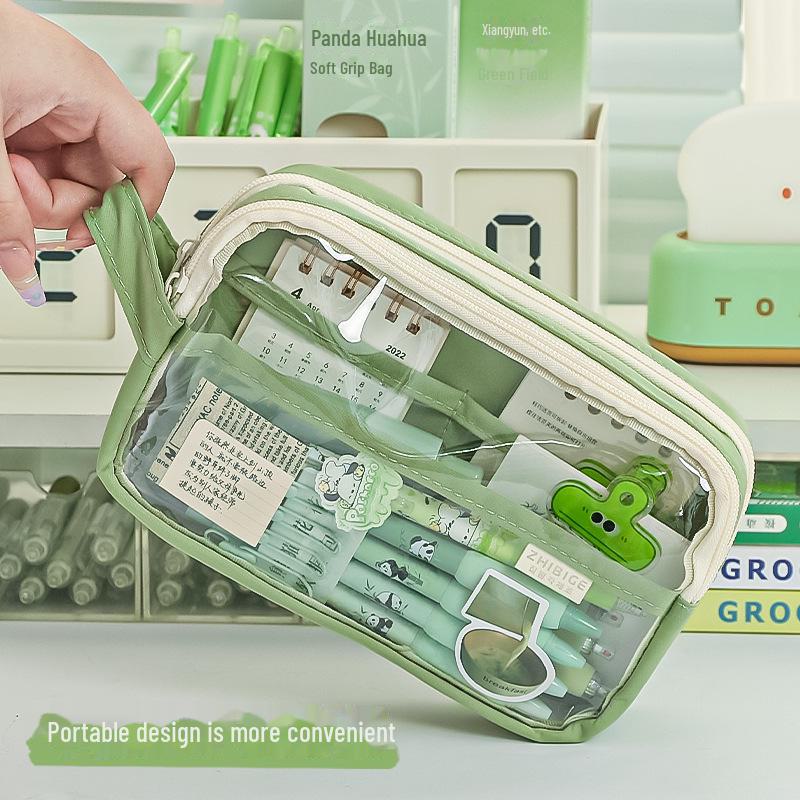 Large Capacity Transparent Pencil Case for Girls In Japanese Style – Stylish and Simple for Primary and Middle School Students