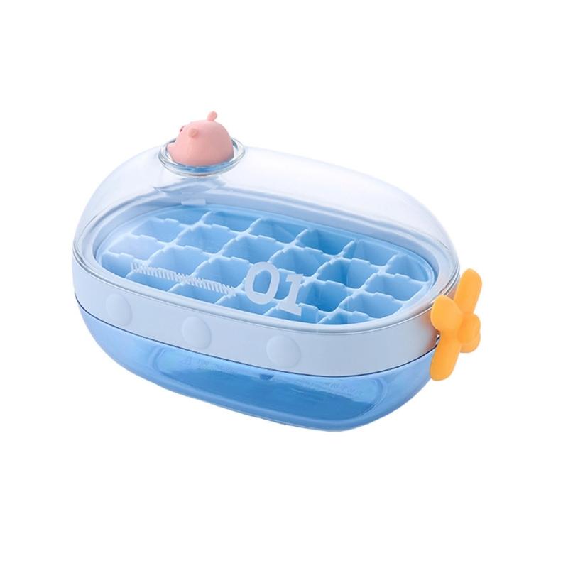 

Square Ice Cubes Tray With Lid for Freezer Food-Grade PET PVC Ice Cubes Mould for Baby Food Chilling Whiskey and Drink синій