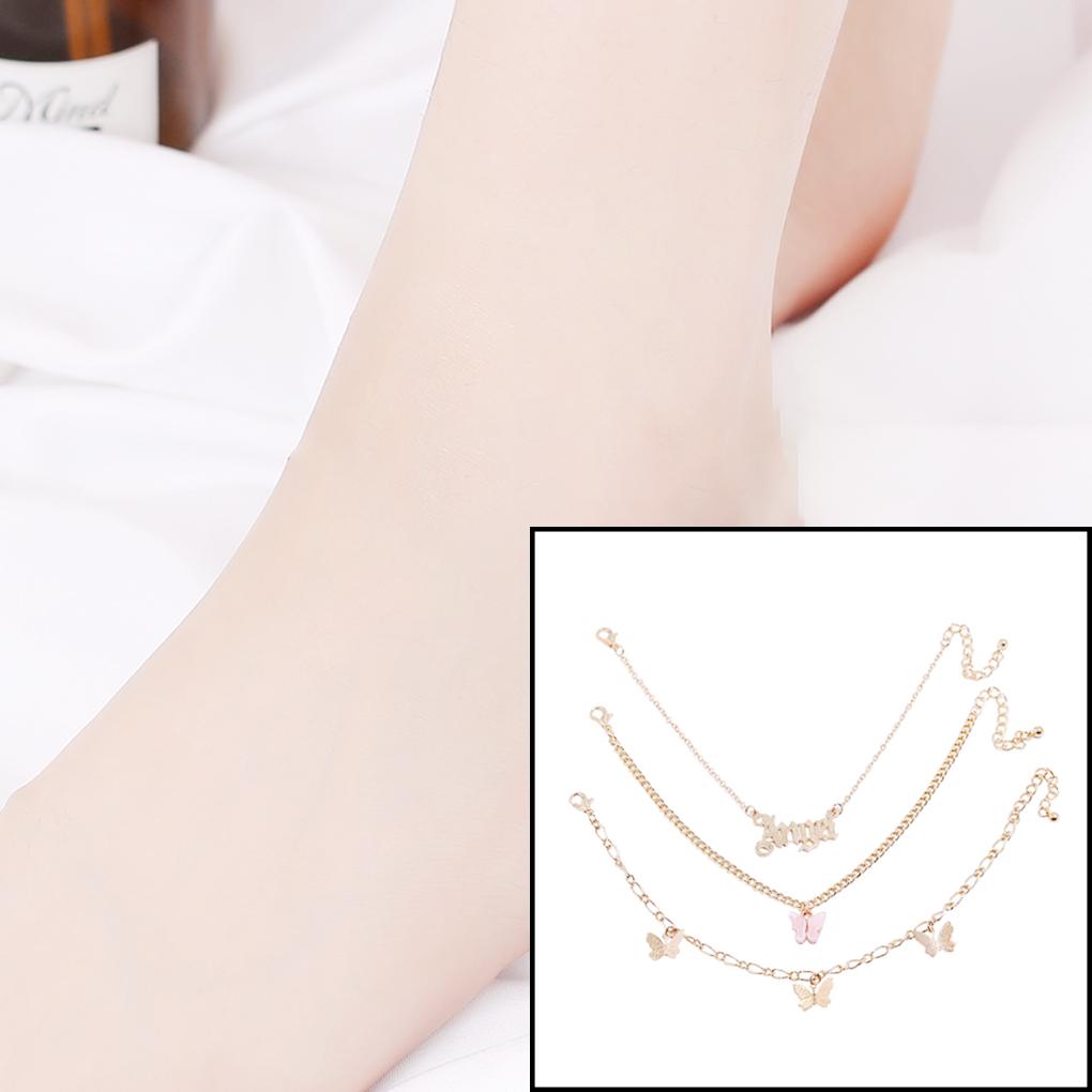 Multi Layer Anklet Letter Animal Shape Pendant Foot Chain Charm Jewelry Gift for Girls Women