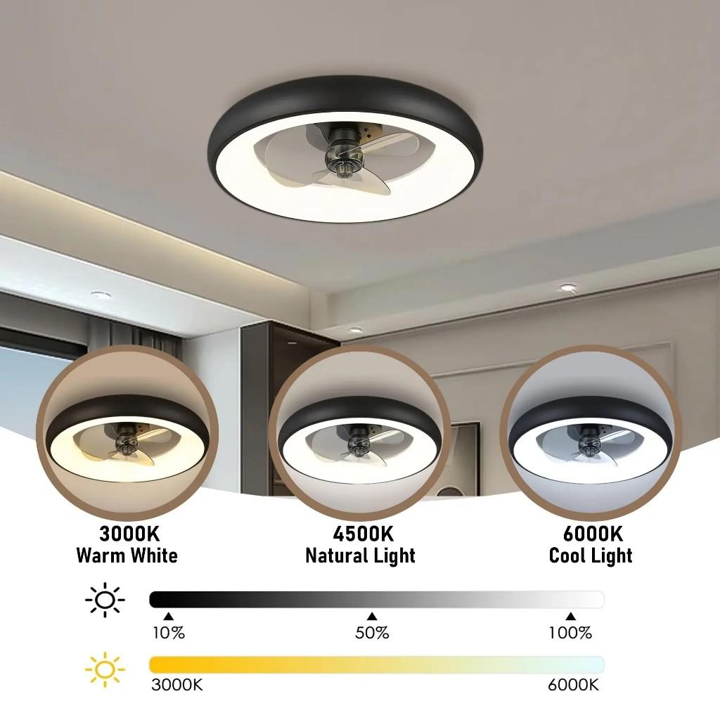 19.6 Inchs Electric Ceiling Fan Light Bedroom Strong Wind DC Ceiling Fan Lamp Household LED Lighting Electric Fan