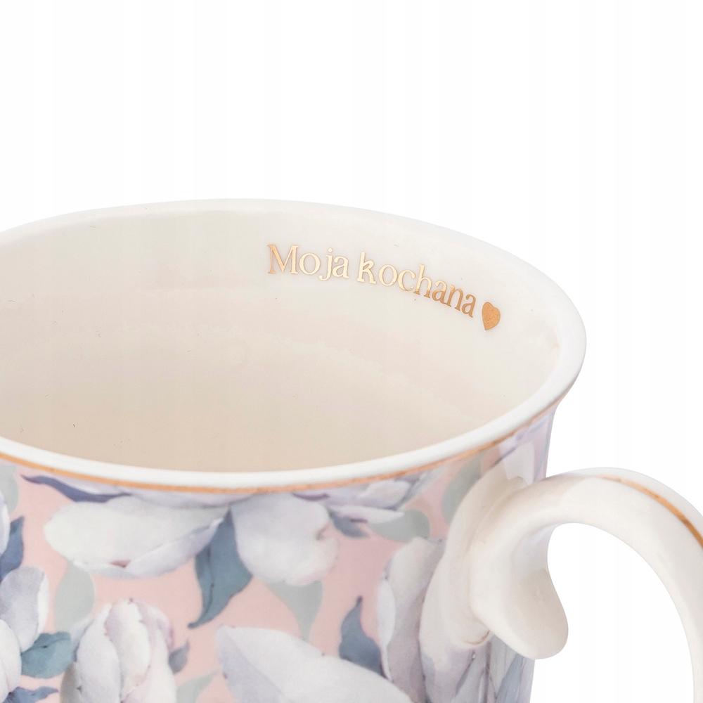 Porzellanbecher auf Fuß Blumen elegant Für Sie Rosa 320ml 1Stk