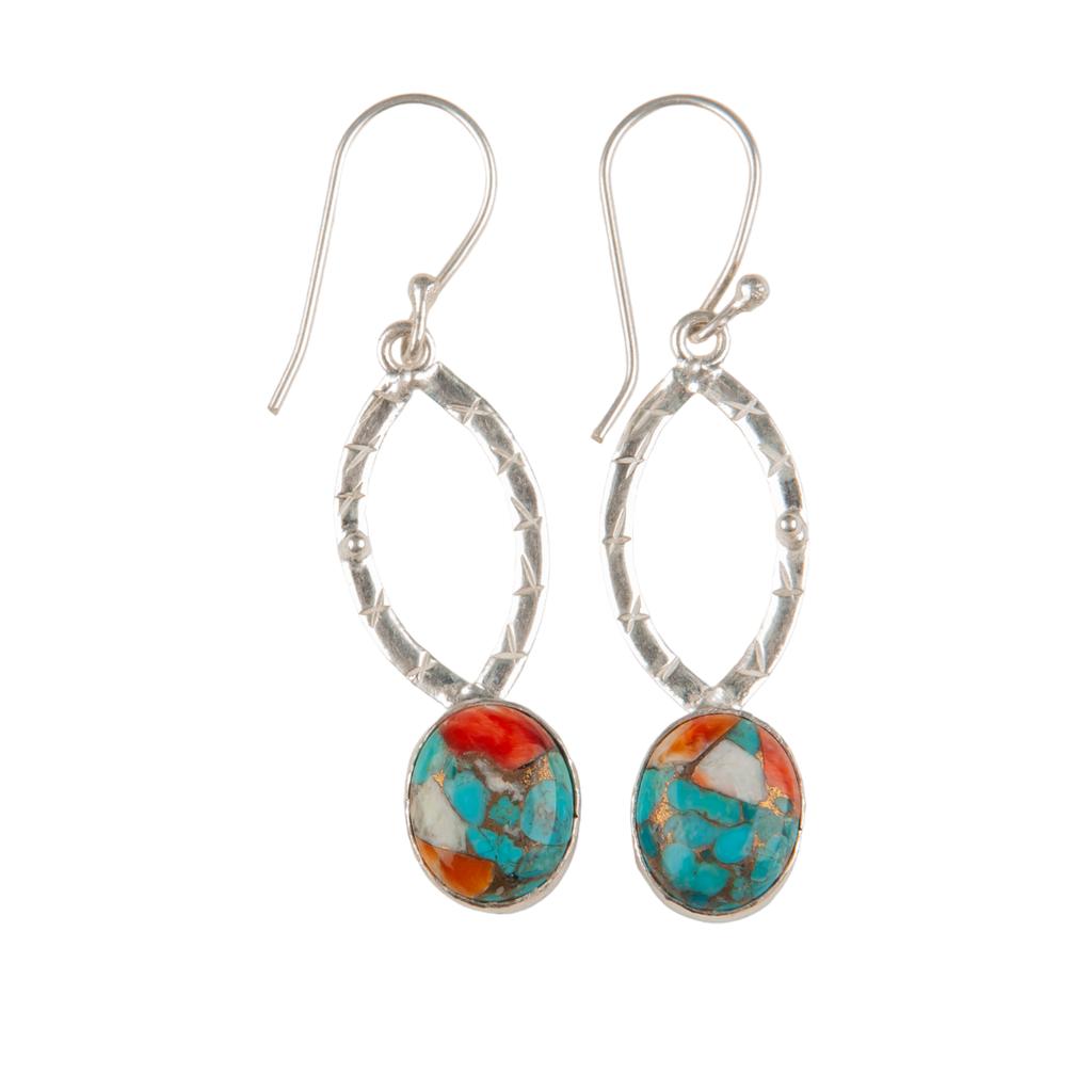 Rare Spiny Oyster Gemstone 925 Sterling Silver Jewelry Handcrafted Earrings 2" EE-87-40