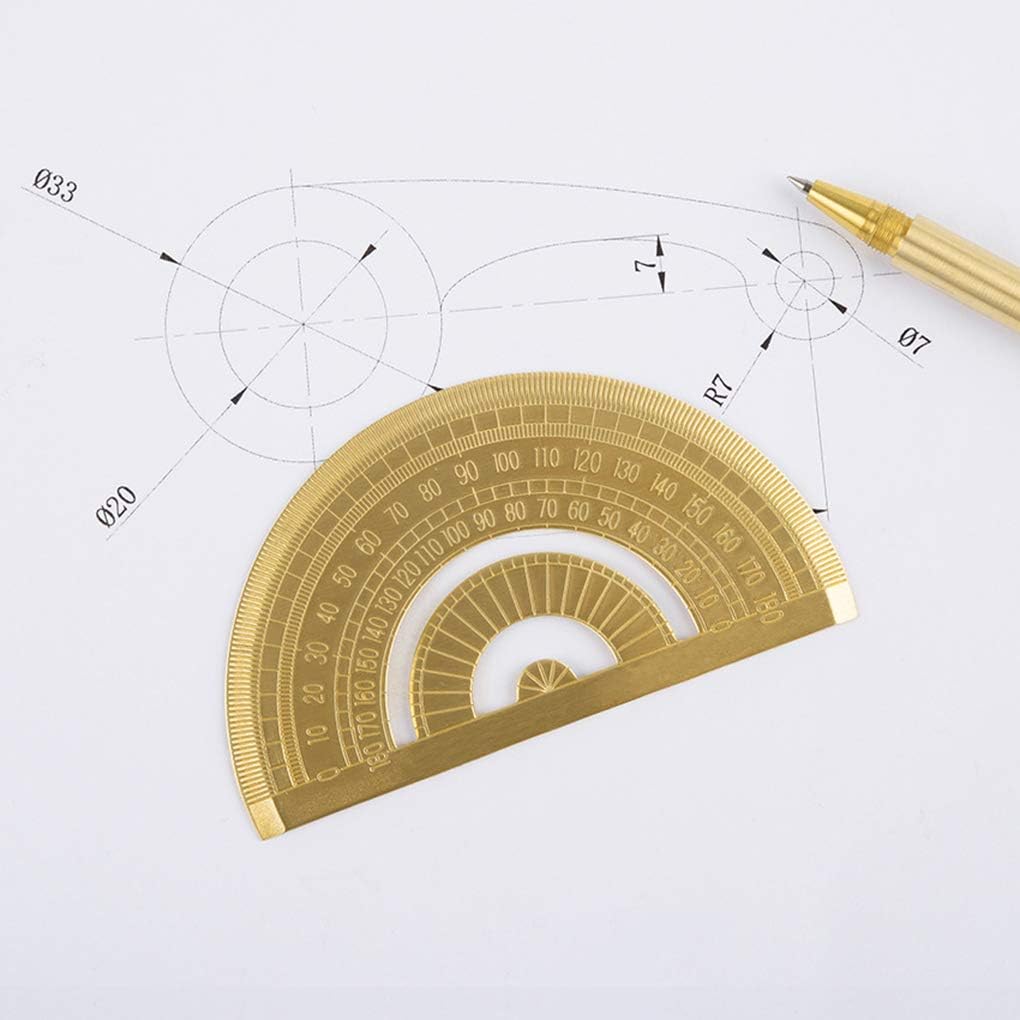 Golden Brass Triangle Ruler Set Math Geometry Set Vintage 12cm Straight Ruler Protractor Math Geometry Education Drawing Tool Architects Students