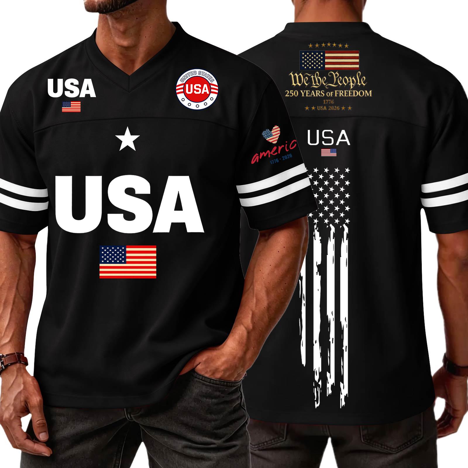 

Men s Casual Fashion V-Neck Independence Day Print Short Sleeve Sports T-Shirt Top L чёрный