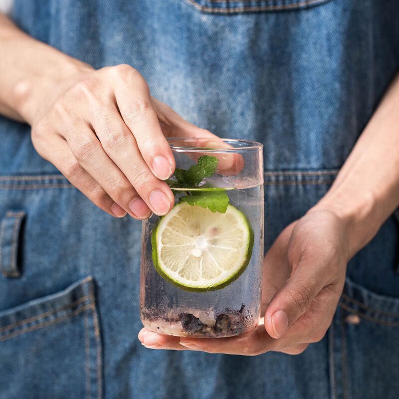 Qitai Nordic Style Tall Borosilicate Glass Drinking Cups (Set of 2)