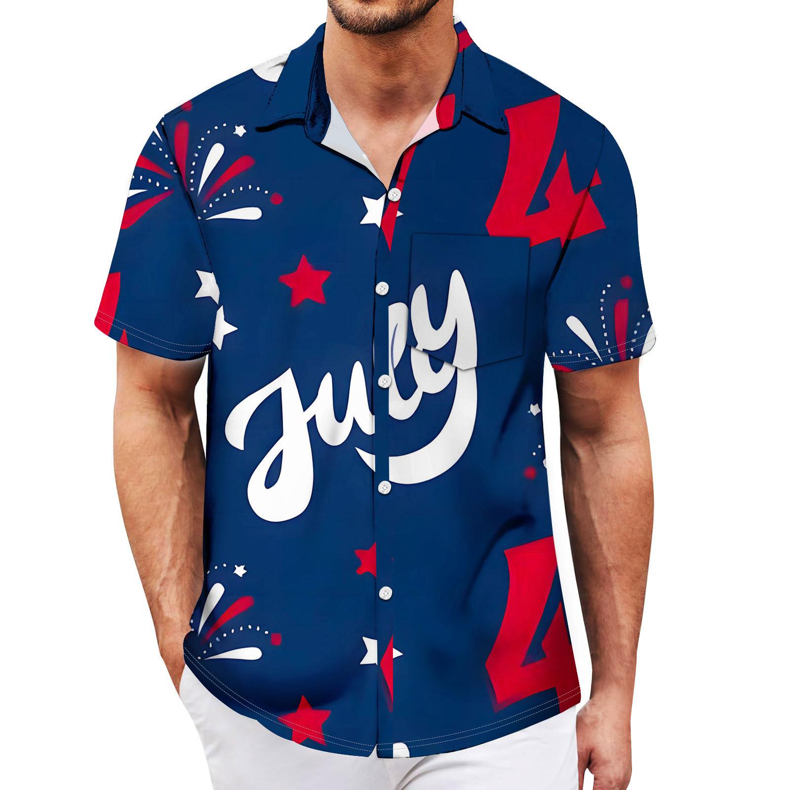 

Мужские винтажные рубашки для боулинга на пуговицах с коротким рукавом, летняя пляжная рубашка XXXL синий