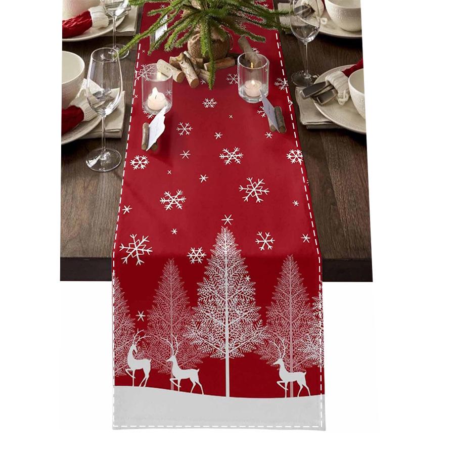 Christmas Table Runner with Santa and Tree Design