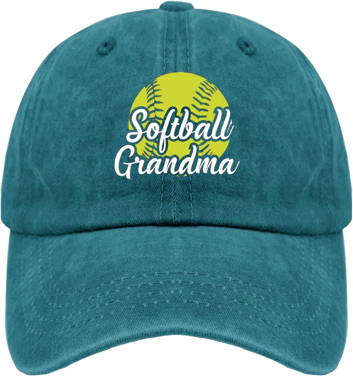 Softball Grandma Baseball Cap Washed Denim Adjustable Casual Hat for Adult Women One Size