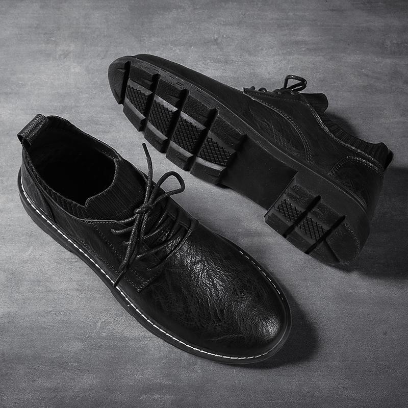 Casual Leather Shoes British Style Business Black Soft Sole Summer Breathable Shoes