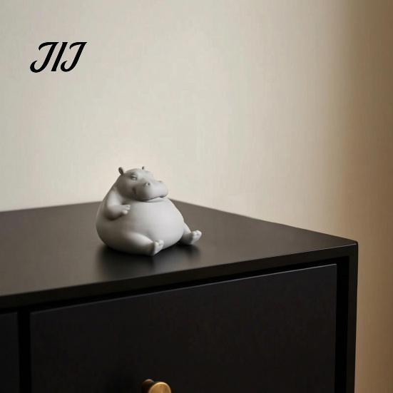 Personalized Creative Gifts 3D Printed Chubby Hippo Figurine, Lazy Hippopotamus Statue, Cute Funny Desk Ornament Animal for Home Office Decor