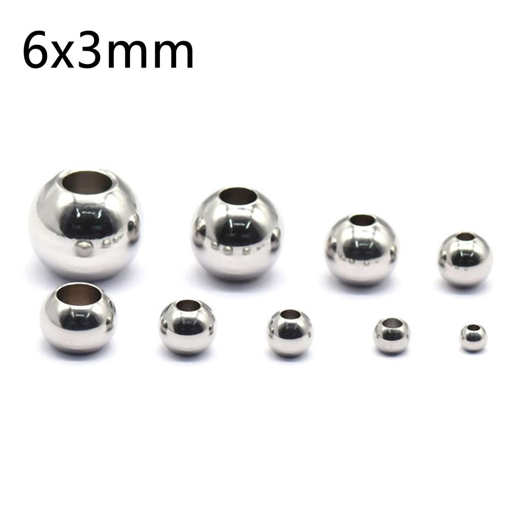 50 Piece 304 Stainless Steel Loose Spacer Beads Charms Silver Color Round Ball Beads For Jewelry Making Diy Necklace Findings