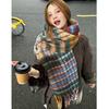 Korean Version of Colorful Grid Scarf Female Autumn and Winter Students Thickened White and Warm Imitation Cashmere Couple Scarf Manufacturers