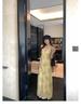 Yellow Strappy Summer Beach Dress: Elegant Ruffled French Style with Puff Sleeves and Cinched Waist