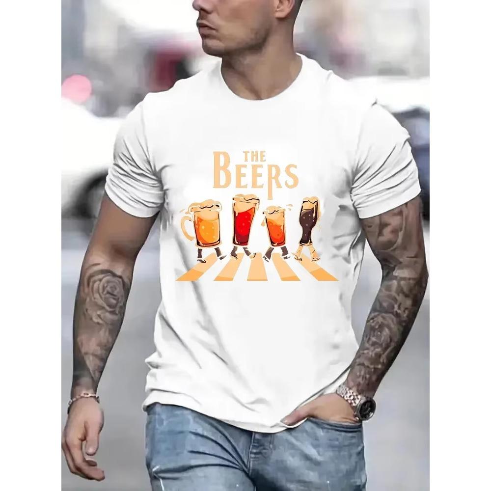 The Beers Printing Pánská trička Prodyšné Značkové Top Streetová Móda Tričko Pánská Ležérní Letní Trička Módní Pánská Trička