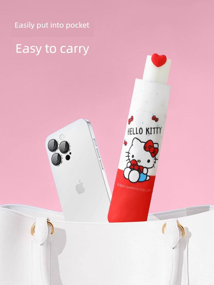 Authentic My Melody Umbrella, Dual-Purpose for Sun and Rain, 70% off Fold Umbrella, Uv Protection, Black Coating, Stylish Design for Female Students