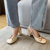 2024 Women's Shoes Metal Decoration Women's High Heels Fashion Buckle Office Professional Square Toe Thick Heel Sandals Zapatos