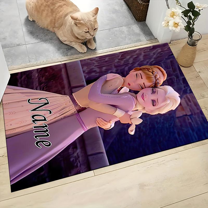 Custom Name Frozen Sisters Embrace Carpet Rug Customizable Soft Washable Anti-Slip Home Living Room Sofa Mats Personalized Rug. 0909282