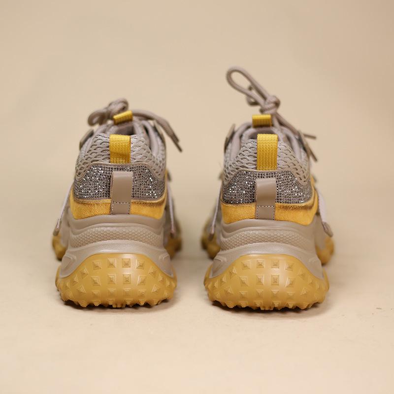 2025 Women's Autumn Dad Shoes - Stylish, Height-Increasing, Elegant European Design with Rhinestone Details