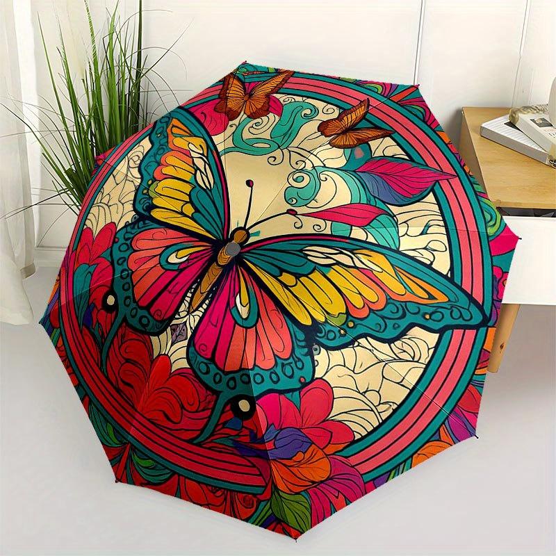 

Colorful Butterfly Mandala Wall Art Decor Umbrella, Cute Umbrella with Cute Design, Portable 3-Fold Compact Umbrella for Men & Women, Valentine s Day