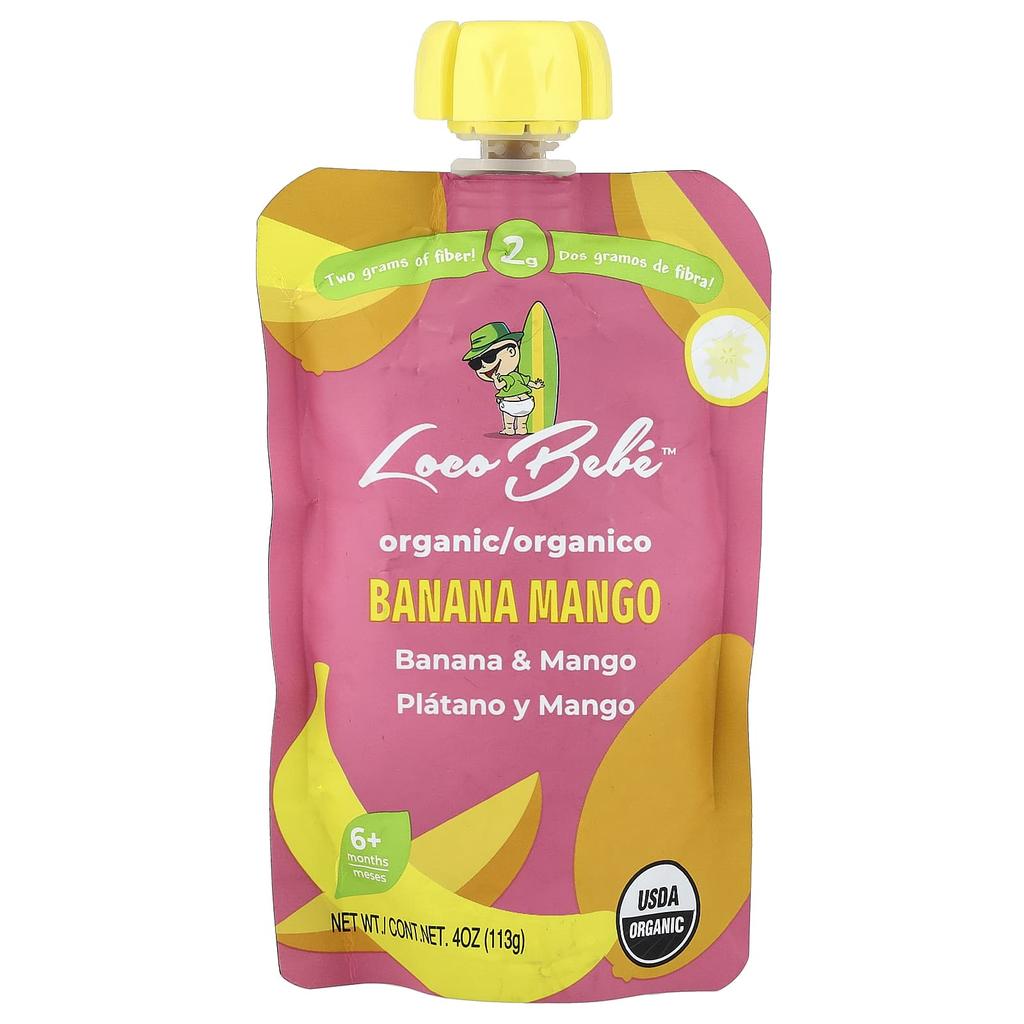 Loco Bebe, Organic Puree, 6+ Months, Banana Mango, 4 Oz (113 G)