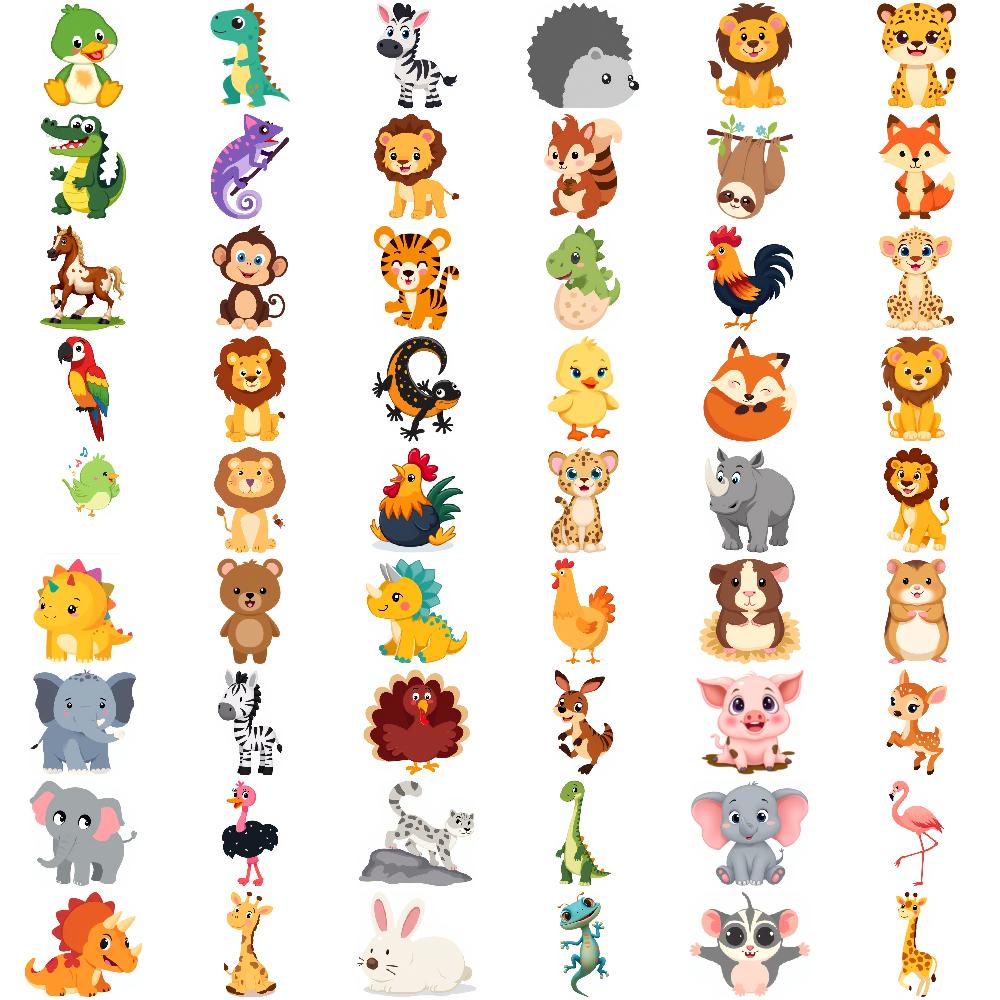 54pcs Temporary Tattoo Dinosaur Stickers Cartoon Animal Stickers Cartoon Animals Waterproof Long-lasting Body Stickers For