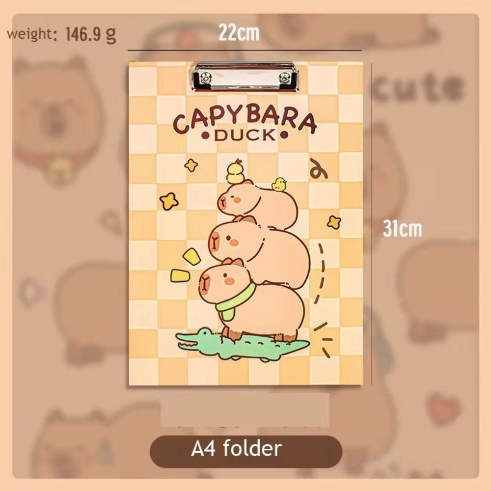 Aesthetic A4 Board Clip Folder File Storage Writing Clipboard Capybara File Folder  File Organizer