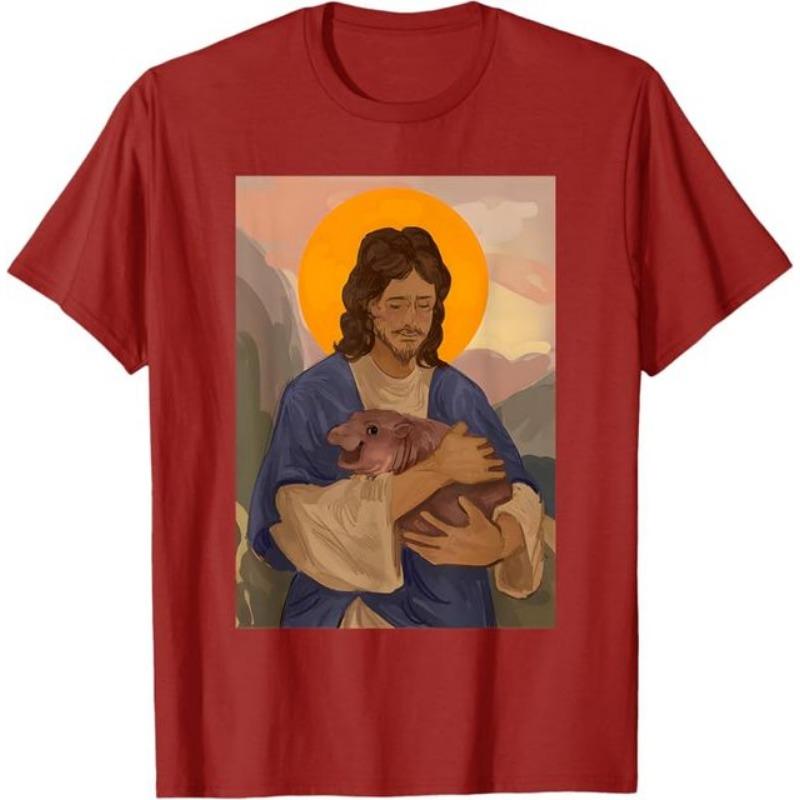 Jesus loves Moo Deng skákací prasátko roztomilé miminko hroch meme tričko