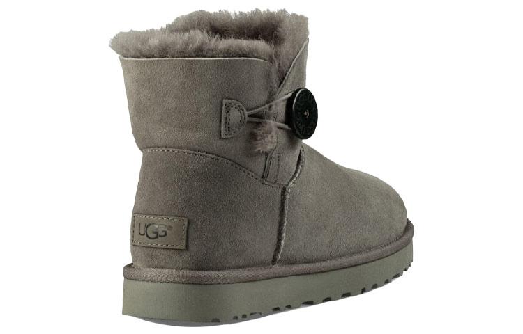 Women's Boots UGG Mini Bailey Button Ii Boot Fleece Lined Gray Women's