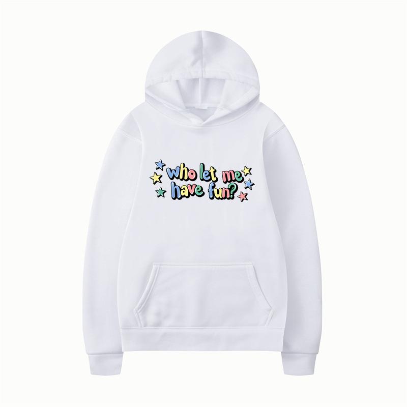 Who Let Me Hoodies Print Fashion Sweatshirt Casual Oversize Unisex Autumn Winter Fleece Streetwear Tops Male Sudaderas