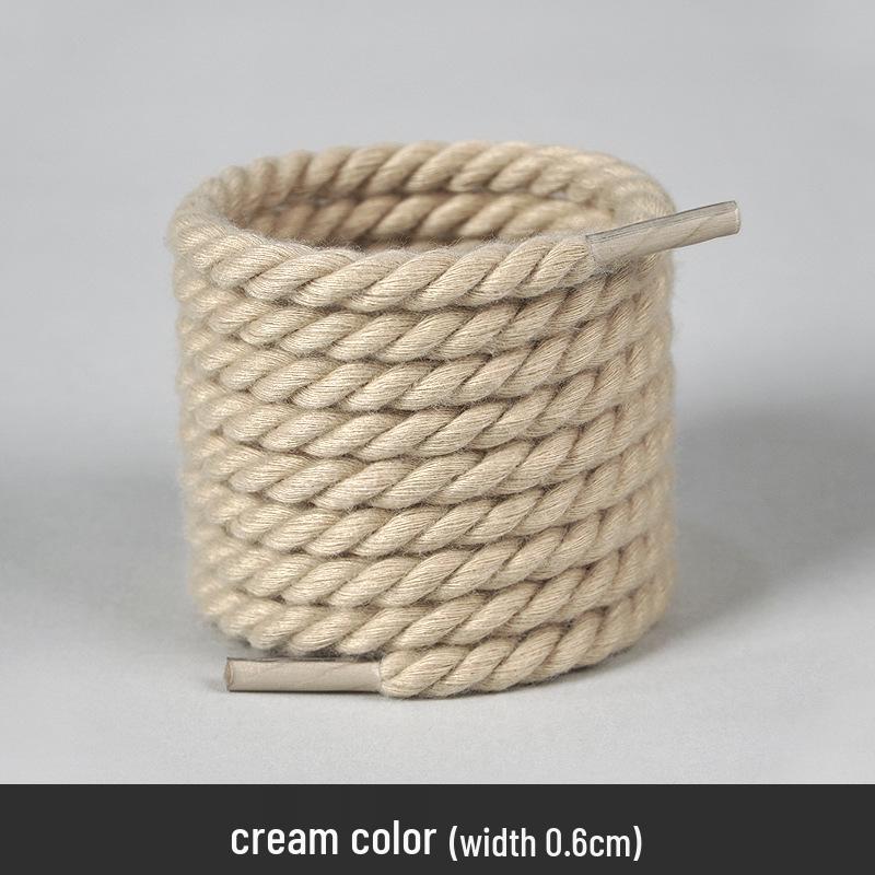 White Polyester Cotton Three-Strand Round Shoelaces - Versatile for Casual or Board Shoes (Pair)